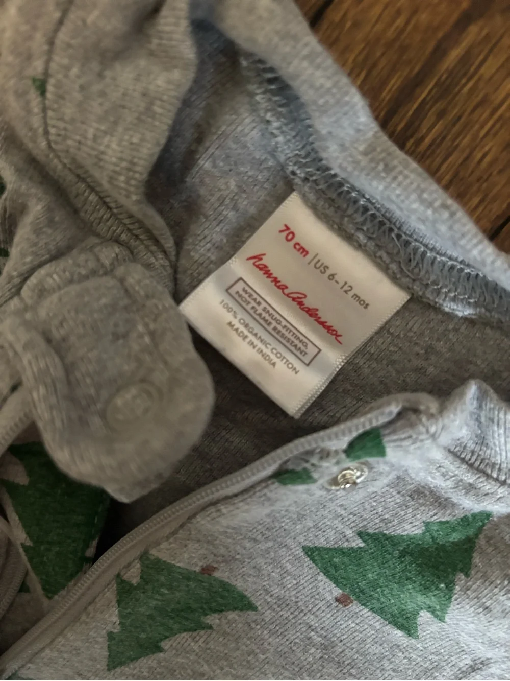 Hanna Andersson Gray One-Piece with Green Tree Print